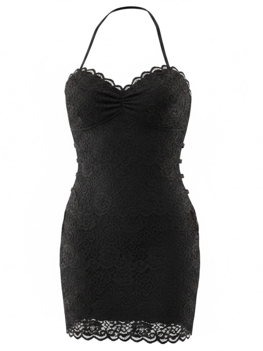 Black Lace Halter Bodycon Dress